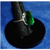Image 1 : SILVER RING WITH LARGE GREEN STONE SIZE 7