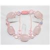 Image 1 : ROSE QUARTZ AND CRYSTAL BEADED 6"  BRACELET