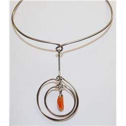VINTAGE SILVER CHOKER NECKLACE WITH CARNELIAN