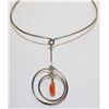 Image 1 : VINTAGE SILVER CHOKER NECKLACE WITH CARNELIAN