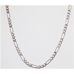 14K WHITE GOLD FIGARO LINK 7" BRACELET 6G