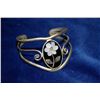 Image 1 : ALPACA SILVER BANGLE WITH BLUE FLOWER INLAY
