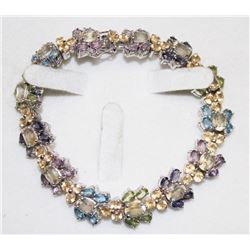 925 SILVER 8"  BRACELET WITH PERIDOT CITRINE AMETHYST