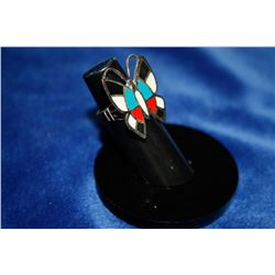 STERLING SILVER BUTTERFLY RING WITH INLAY SIZE
