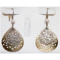 ASIAN 925 SILVER AND SHELL DROP EARRINGS