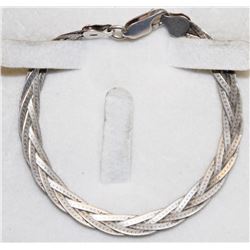 925 ITALIAN SILVER BRAIDED HERRINGBONE 7" BRACELET