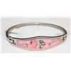 Image 1 : MEXICAN SILVER BRACELET WITH PINK AND FLORAL