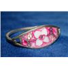 Image 1 : SILVER BRACELET WITH PINK SHELL FLORAL INLAY
