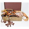 Image 1 : JEWELLERY BOX FULL OF WOODEN BEADED JEWELLERY