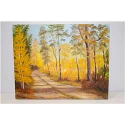 ORIGINAL OIL ON CANVAS OF FALL LANDSCAPE 20" X 16"