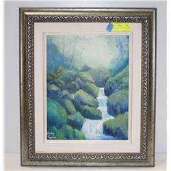 ORIGINAL OIL ON CANVAS PAINTING OF WATERFALL
