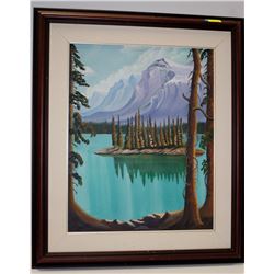 LARGE OIL ON CANVAS PAINTING OF MOUNTAIN SCENE