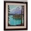 Image 1 : LARGE OIL ON CANVAS PAINTING OF MOUNTAIN SCENE