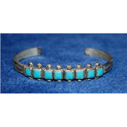 SMALL STERLING SILVER WITH TURQUOISE CUFF