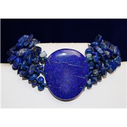 LAPIS LAZULI 7" BRACELET WITH LARGE LAPIS STONE