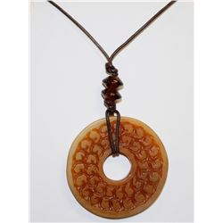LARGE CARVED JADE PENDANT NECKLACE