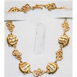 24K 16G ASIAN BRACELET STYLIZED TALL SHIP LINK