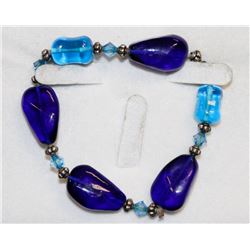 BLUE ART GLASS 7" BRACELET