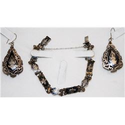 SIAM STERLING SILVER BRACELET WITH DROP EARRINGS