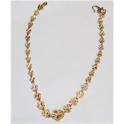 22K YELLOW GOLD FLORAL 8" BRACELET