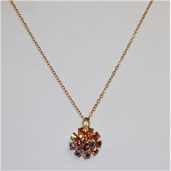 GOLD TONE AND CRYSTAL PENDANT 22"  NECKLACE
