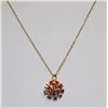 Image 1 : GOLD TONE AND CRYSTAL PENDANT 22"  NECKLACE