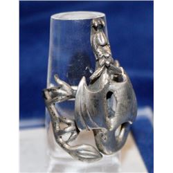 LARGE STERLING SILVER DRAGON RING ARTIST MADE, SIZE 8.5