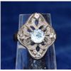 Image 1 : ORNATE SILVER RING WITH AQUAMARINE STONE SZ 6