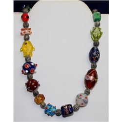 MURANO ITALY BLOWN GLASS PENDANT AND CRYSTAL 18"