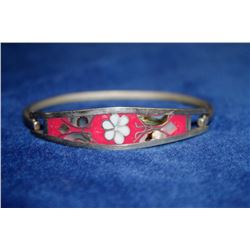 MEXICO SILVER BRACELET WITH PINK INLAY