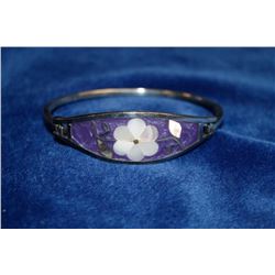 MEXICO SILVER BRACELET WITH PURPLE INLAY