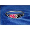 Image 1 : MEXICO SILVER BRACELET WITH PINK AND BLACK INLAY