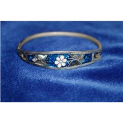 MEXICO SILVER BRACELET WITH BLUE INLAY