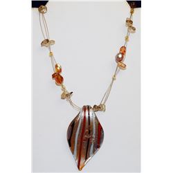 MURANO ITALY BLOWN ART GLASS BEADED 20" NECKLACE
