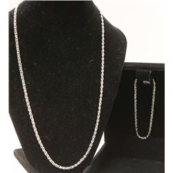 14K WHITE GOLD 19” CHAIN AND BRACELET 6G TOTAL WEIGHT