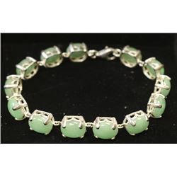 925 SILVER WITH MULTI JADE STONE BRACELET 7”