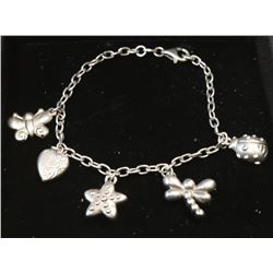 STERLING SILVER CHARM BRACELET 7.5”
