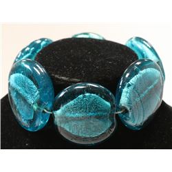 CHUNKY BLUE GLASS 7" BRACELET