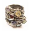 Image 1 : 14G 925 SILVER ART RING WITH SEMI PRECIOUS STONES, SIZE8.5