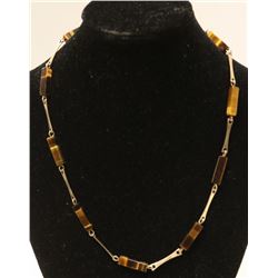10K GOLD AND TIGER EYE NECKLACE 15”