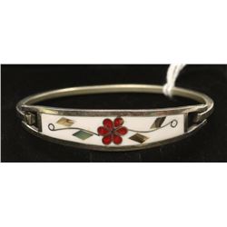 MEXICO SILVER BRACELET WITH WHITE INLAY