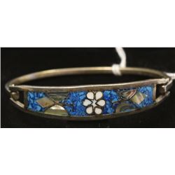 MEXICO SILVER BRACELET WITH BLUE INLAY