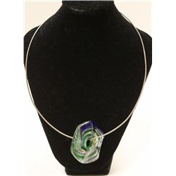 MURANO ITALY BLOWN GLASS NECKLACE GREEN