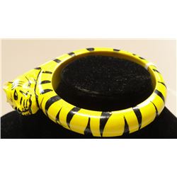 ARTISAN CARVED AND PAINTED WOODEN TIGER BRACELET