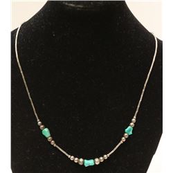 15.5" BEADED NECKLACE WITH TURQUOISE STONES