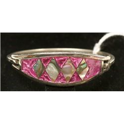 SILVER MEXICO BRACELET WITH PINK INLAY