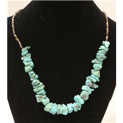 TURQUOISE AND BEADED 12" NECKLACE