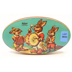 ANTIQUE BUNNY RILEY TOFFEE TIN