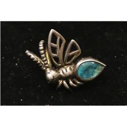 925 SILVER BEE PIN WITH BLUE STONE