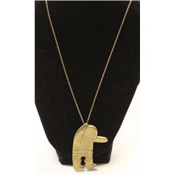INUIT STYLE ARTISAN FIGURE IN PARKA BRASS PENDANT